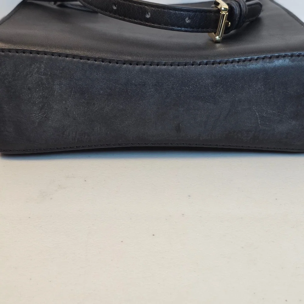 Michael‎ Kors Hamilton Black Leather Satchel Crossbody Bag Gold Padlock Charm